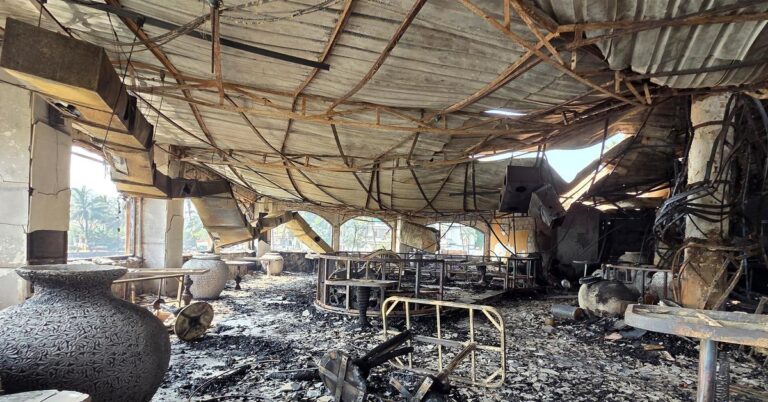 Goa nightclub fire scene at Birch by Romeo Lane after massive blaze in Arpora